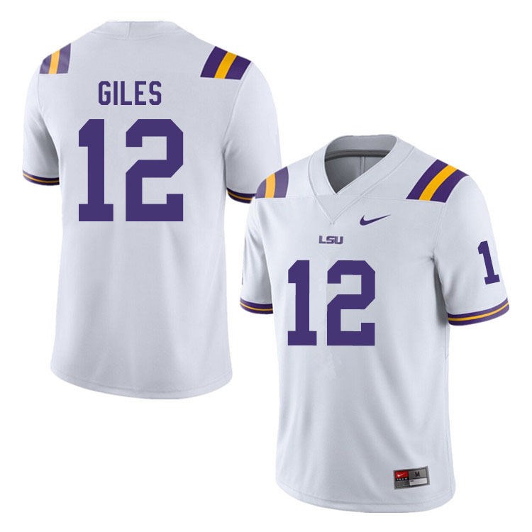 Men #12 Jonathan Giles LSU Tigers College Football Jerseys Sale-White